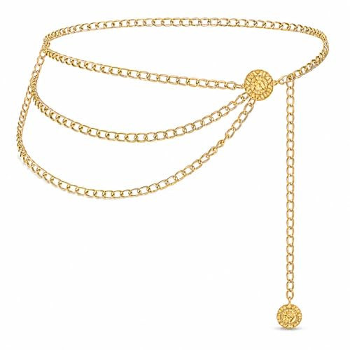 Gold Belt Chain, Chain Belts For Women, Adjustable Chain Belts For Gold Belt Chain, Snag-Free Belly Chain Jewelry For For women Jeans Trousers | Amazon (US)