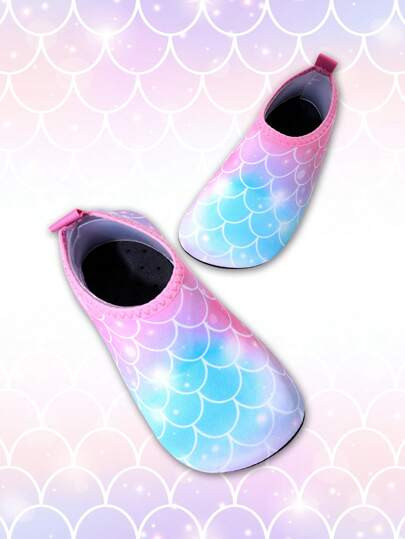 Kids' Shimmer Fish Scale Water Shoes - Rose Pink Quick-Dry Design For Beach, Surf & Waterpark | L... | SHEIN
