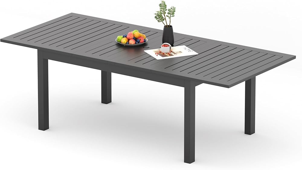Patio Expandable Table for 4 to 10, Aluminum Outdoor Dining Table, Rectangular Patio Metal Table ... | Amazon (US)