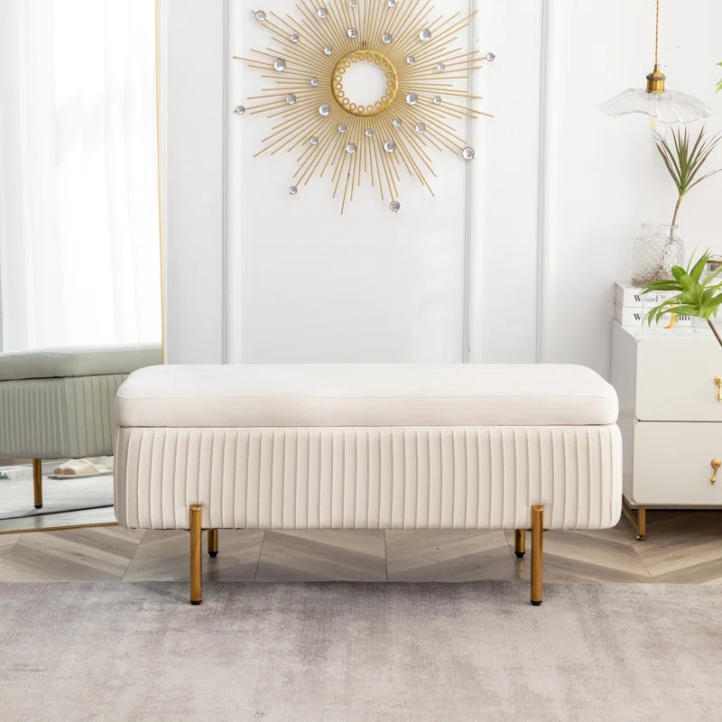 Miajah Velvet Upholstered Flip Top Storage Bench | Wayfair North America