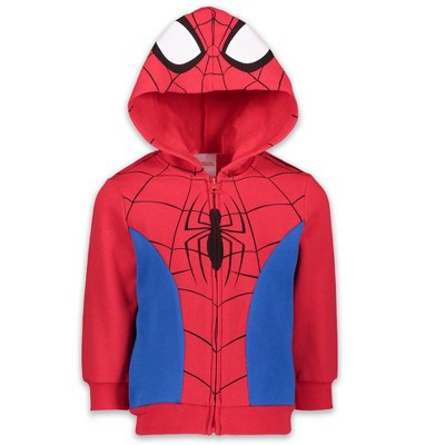 Marvel Spider-Man Big Boys' Printed Costume Zip-Up Hooded Sweatshirt Red Blue 14-16 | Target