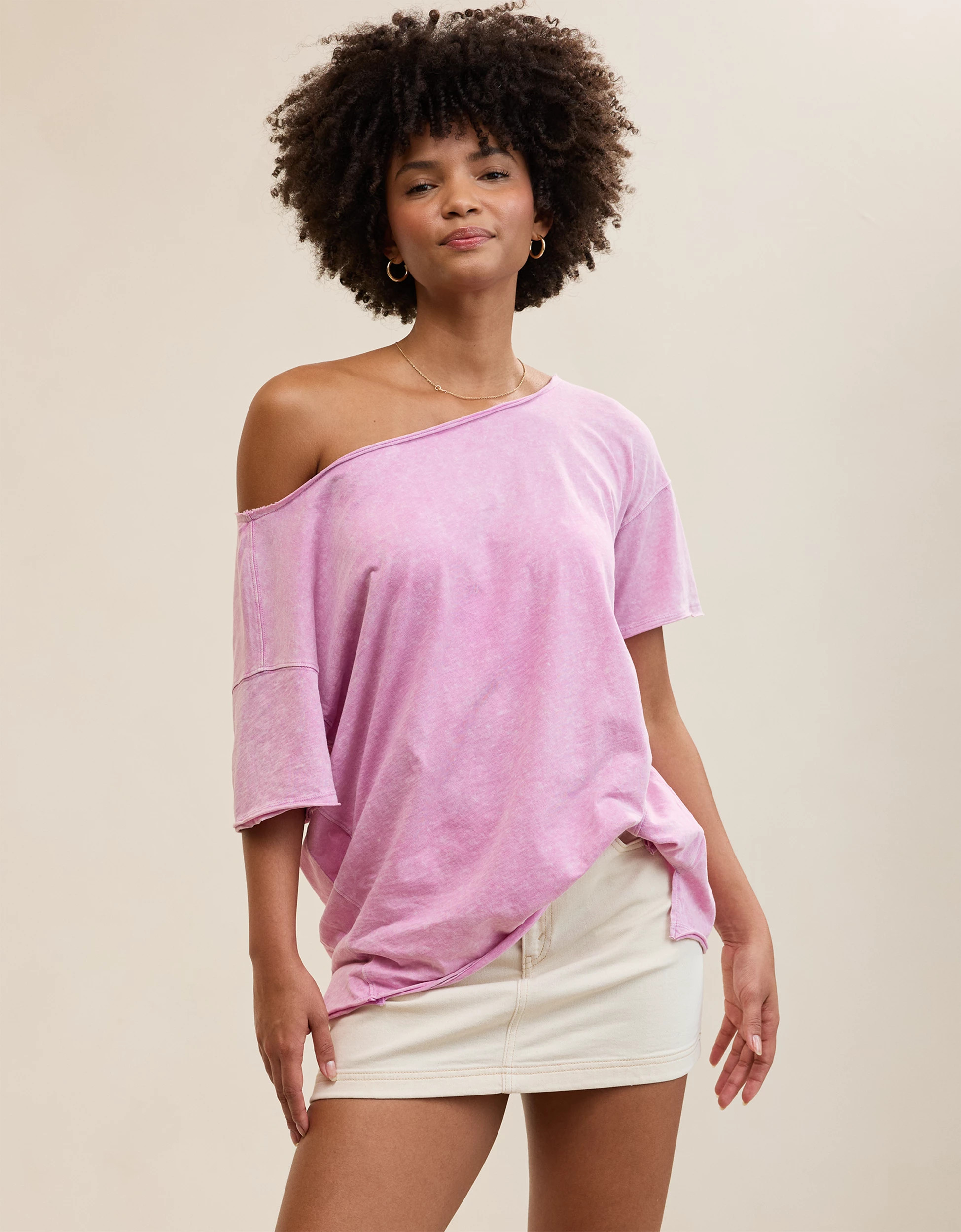 Aerie Off The Shoulder Oversized Boyfriend T-Shirt | Aerie