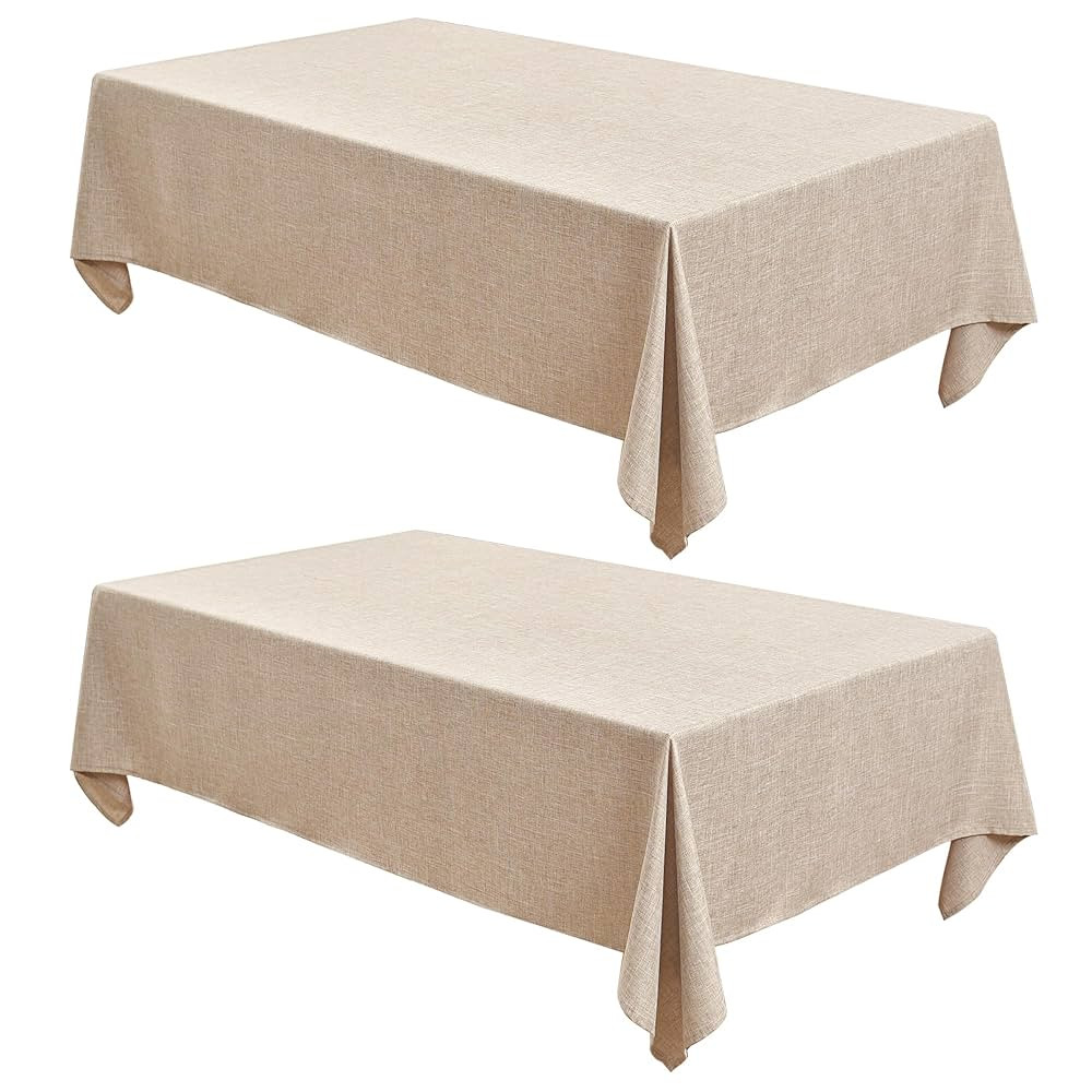 Fitable Linen Textured Beige Tablecloths 2 Pack, Faux Burlap Rectangle Table Clothes for 6 Foot T... | Amazon (US)