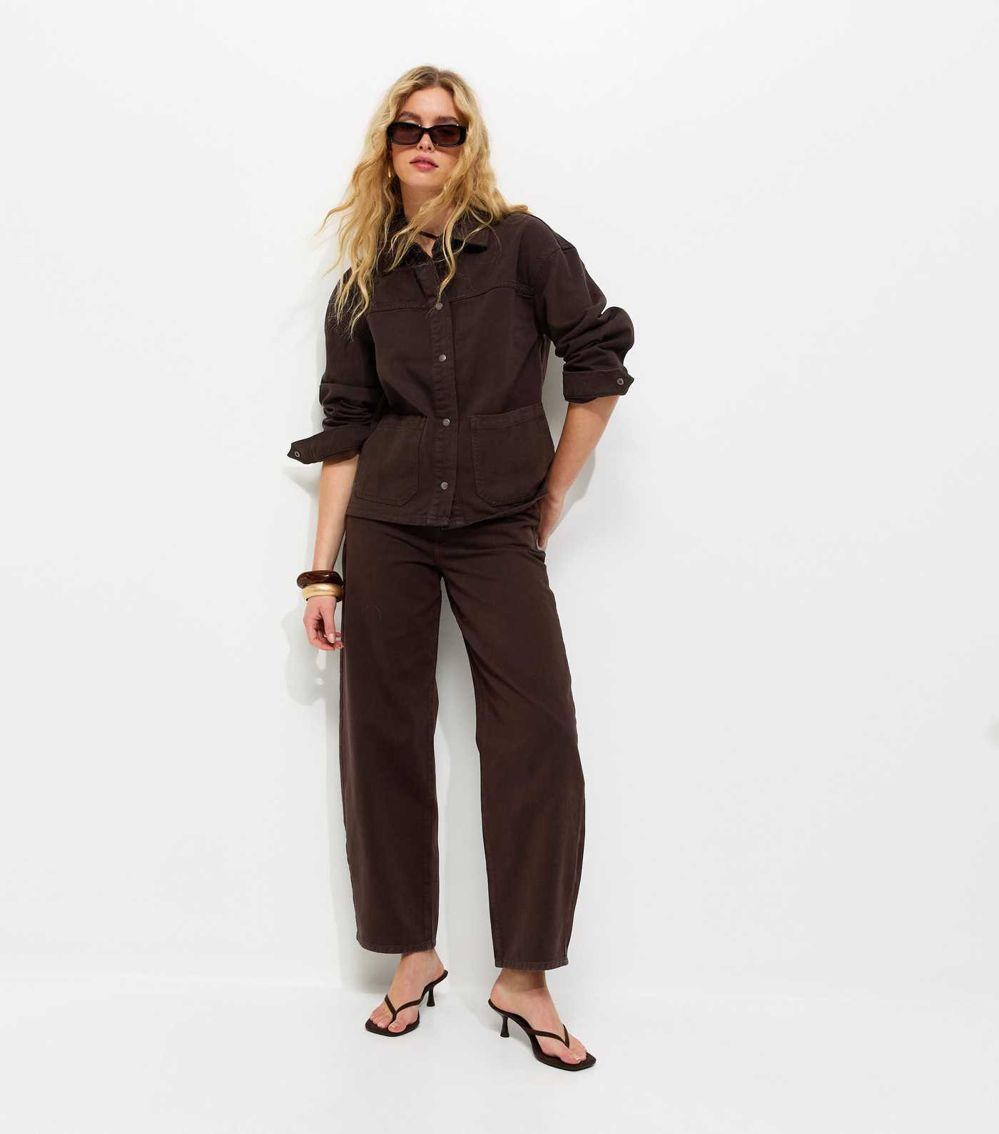 Brown Long Sleeve Denim Shacket | New Look | New Look (UK)