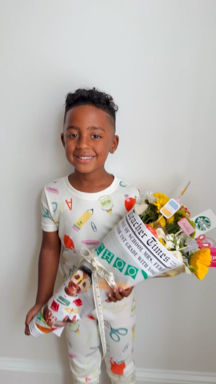 Ready to make your child’s teacher feel extra special on the first day of school? 🍎✏️📚

This back-to-school bouquet starts with inexpensive grocery store flowers and gets a fun back-to-school makeover!

🌼 Wrap the stems in a wet paper towel and plastic baggie to keep the flowers fresh.
 📰 Wrap the bouquet with the customizable “The Teacher Times” newspaper printable (personalize it with your child’s photo, teacher’s name, grade level, and more) then print it on ledger-size 17x11 paper—I had it done @staples 
 📏 Secure it with packing tape and finish it with ruler ribbon. 
✂️ I added NEW @occasions.byshakira x @mymindseyeinc Table Confetti to wooden picks with hot glue and tucked them into the bouquet for the cutest finishing touch! I also attached a few gift cards the same way for an extra surprise—completely optional, but so fun!

If you want to recreate this gift, comment SHOP and I’ll send links to everything I used! 💛Don’t forget to use code SHAKIRA20 to save on my School Supply Table Confetti!

#LTKmomlife #LTKKids #LTKSeasonal