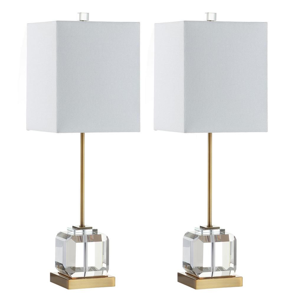 SAFAVIEH Zayne 27.5 in. Clear/Brass Gold Table Lamp | The Home Depot