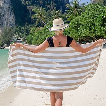 Arkwright California Cabana Stripe Beach Towel - Pack of 4, Large Soft Quick Dry 100% Cotton Terr... | Amazon (US)