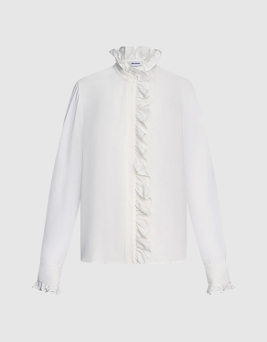 Plain Frill Trim Blouse (Size Pre-Order) | Urban Revivo