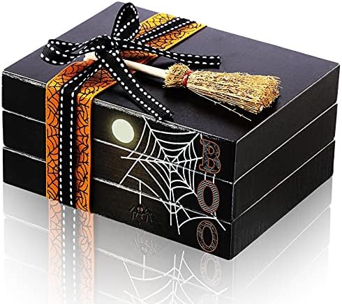 Halloween Wood Decorative Book Stack BOO Stacked Books Halloween Faux Books Stack Halloween Tiere... | Amazon (US)