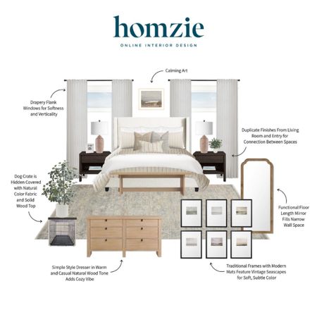 We loved designing this neutral organic modern bedroom for our virtual interior design client. This space features a wooden full-body mirror, a simple dresser, brown bedside tables, and neutral bedding

Work 1:1 with a Homzie virtual interior designer for a low flat-rate and receive a custom, shoppable decorating plan! - all online.  Get started homziedesigns.com/work-with-us


#LTKStyleTip #LTKHome