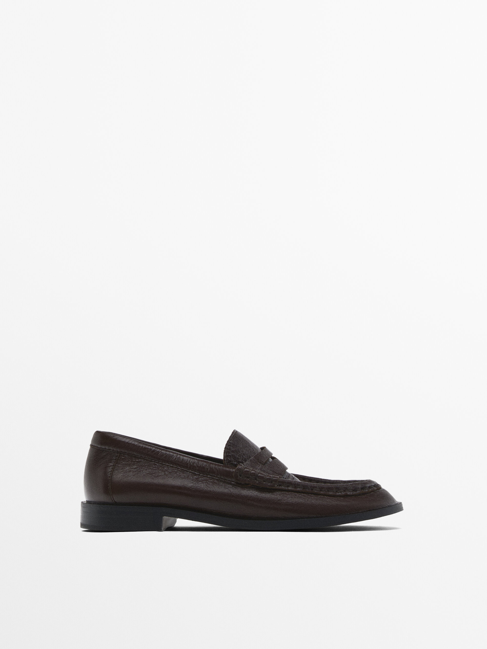 Leather penny loafers | Massimo Dutti US