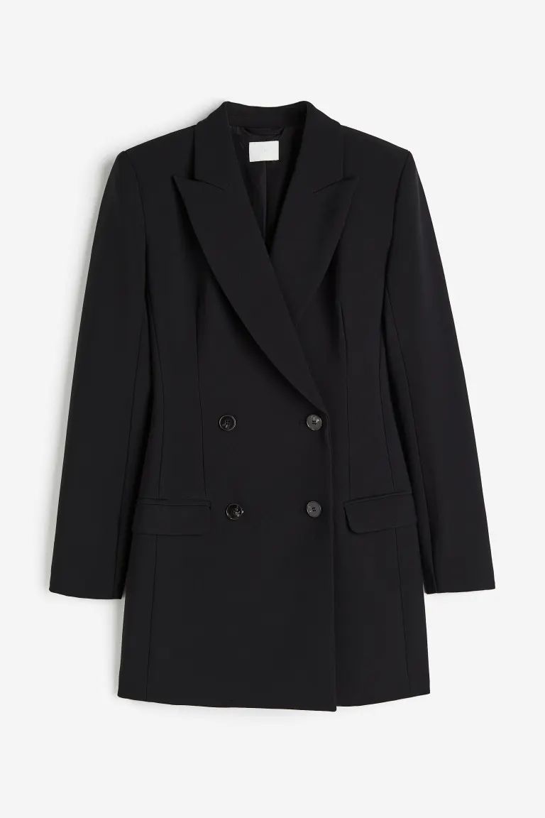 Tapered-waist Twill Blazer - Black - Ladies | H&M US | H&M (US)