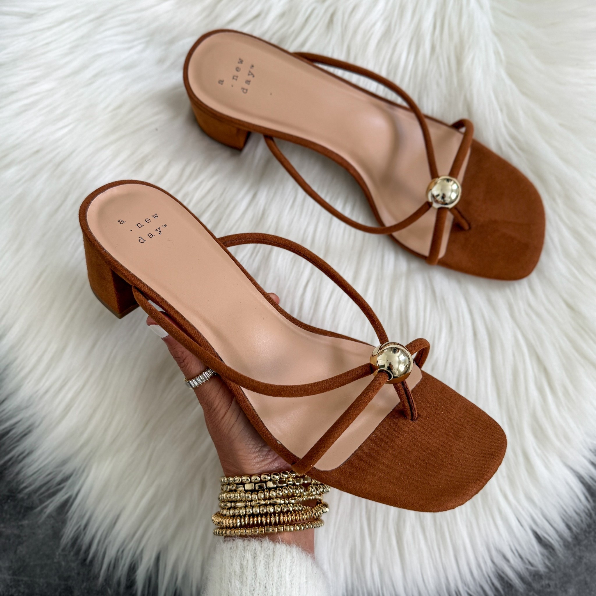 Target  Women’s Pia Ornamented Thong Slide Heels  A New Day in Cognac runs true to size 