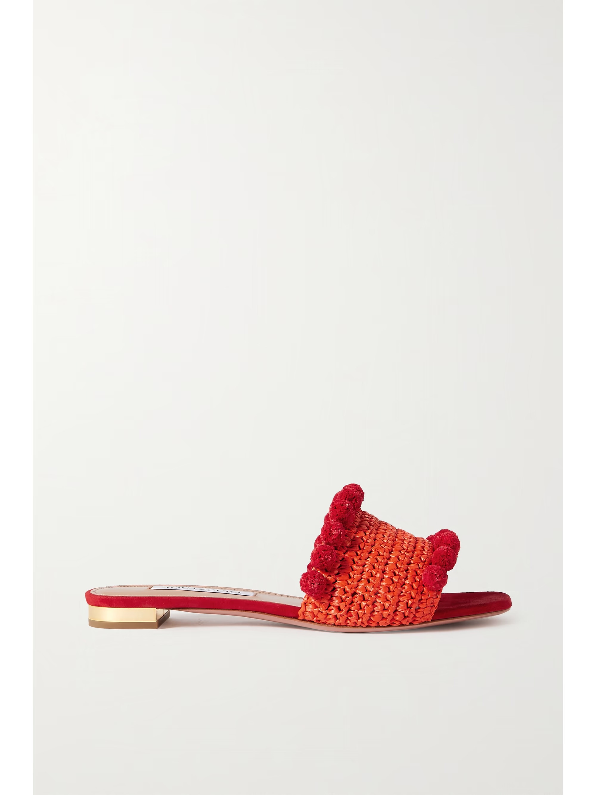Pompom-embellished woven raffia slides | NET-A-PORTER (US)