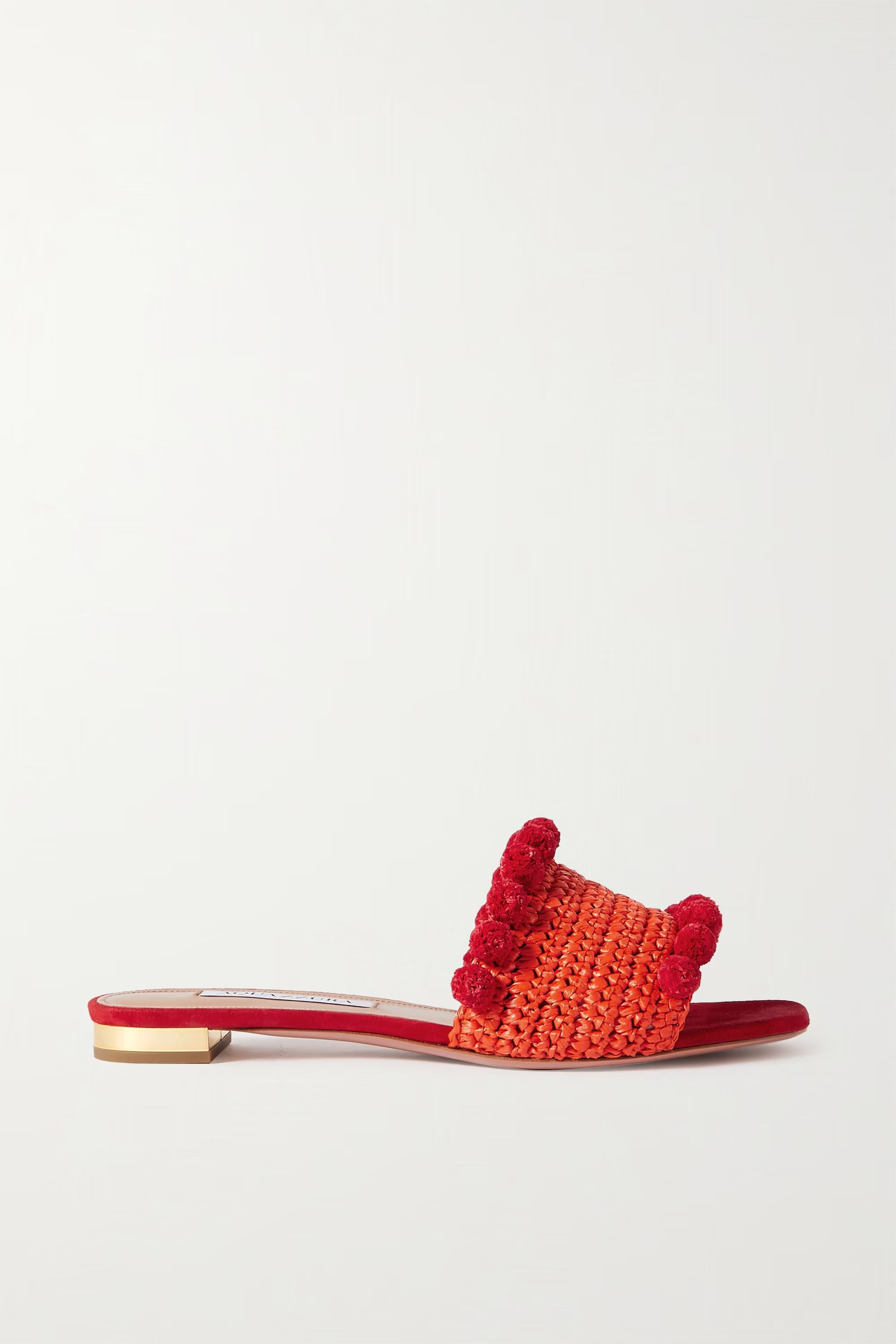 Pompom-embellished woven raffia slides | NET-A-PORTER (US)