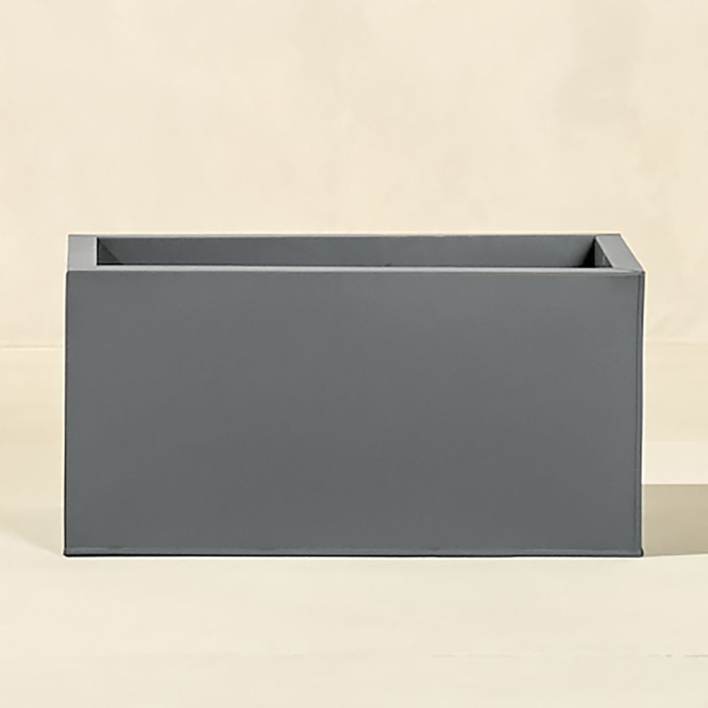 Blox Modern Grey Metal Outdoor Planter Wide + Reviews | CB2 | CB2