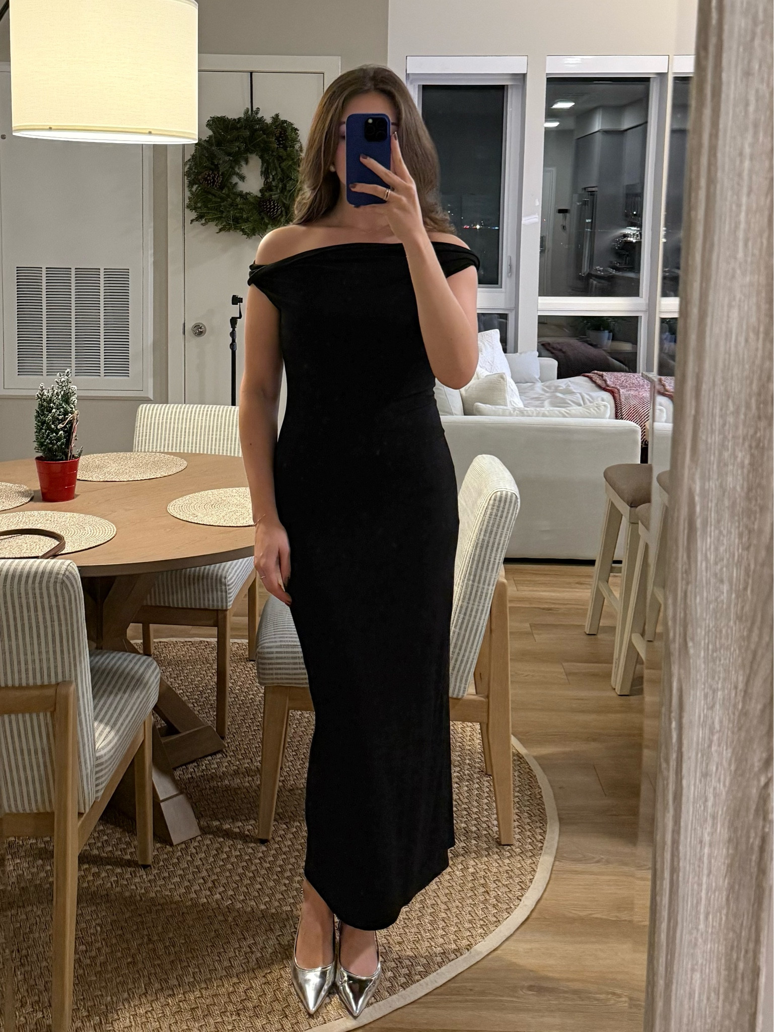 Holiday party dress and heels 🩶🌲

#LTKHoliday #LTKSeasonal #LTKStyleTip