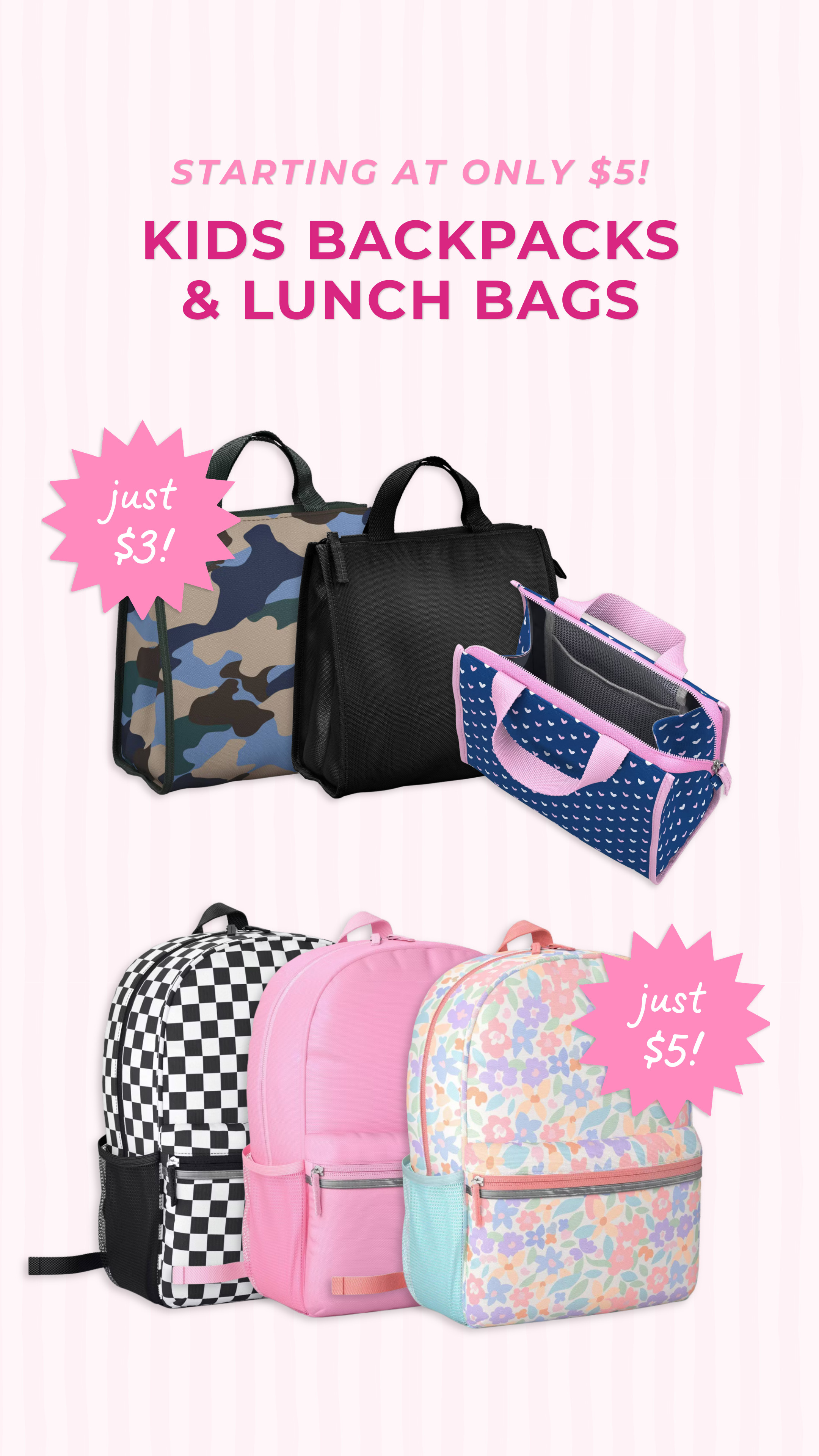 Back-to-school on a budget? ✔️Grab a $5 Dealworthy backpack + a matching $3 lunch bag before your child's favorite prints fly off the shelves! 🎒

#LTKU #LTKKids