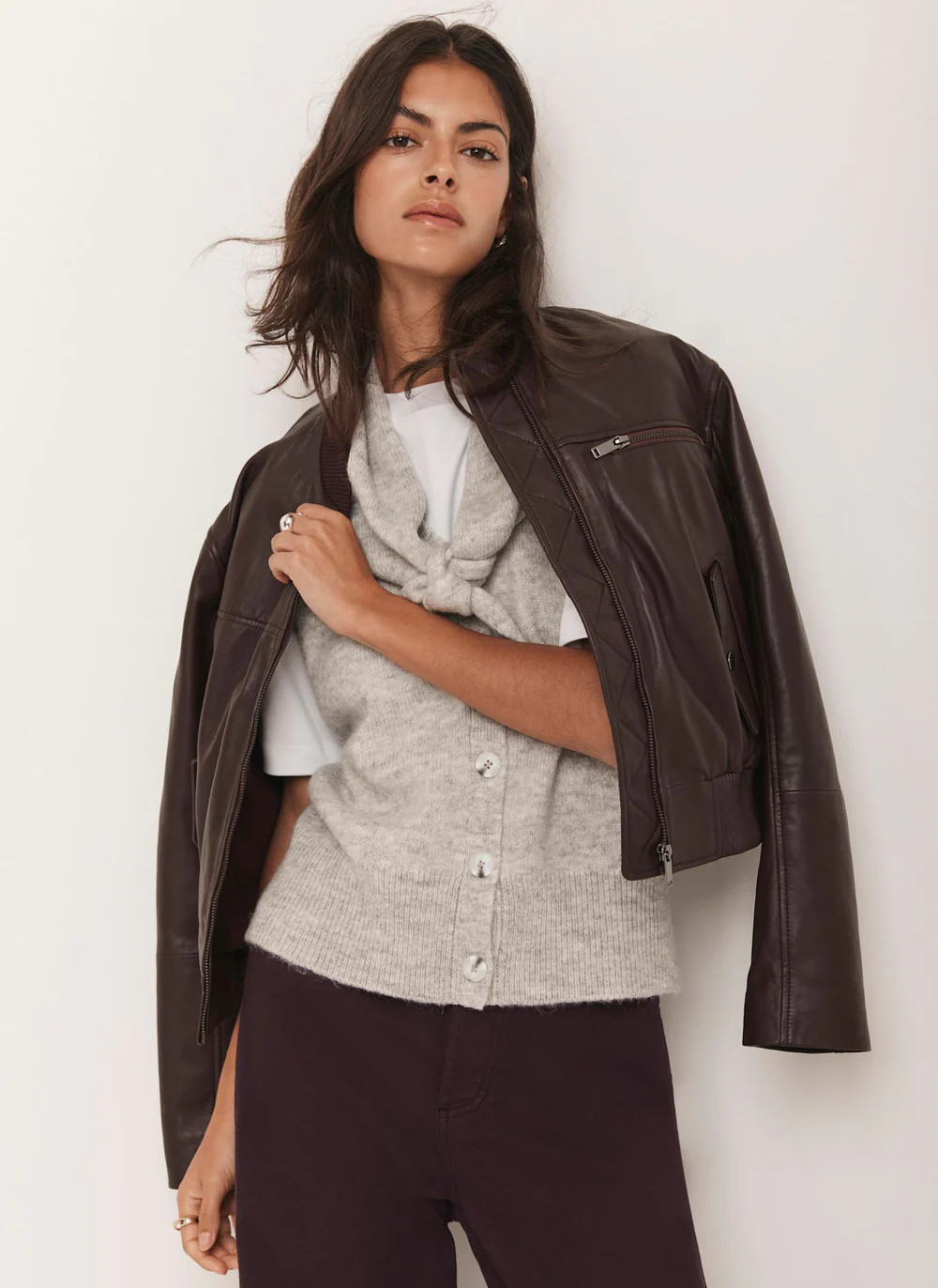 Grey Sleeveless Scarf Detail Knit Top | Mint Velvet