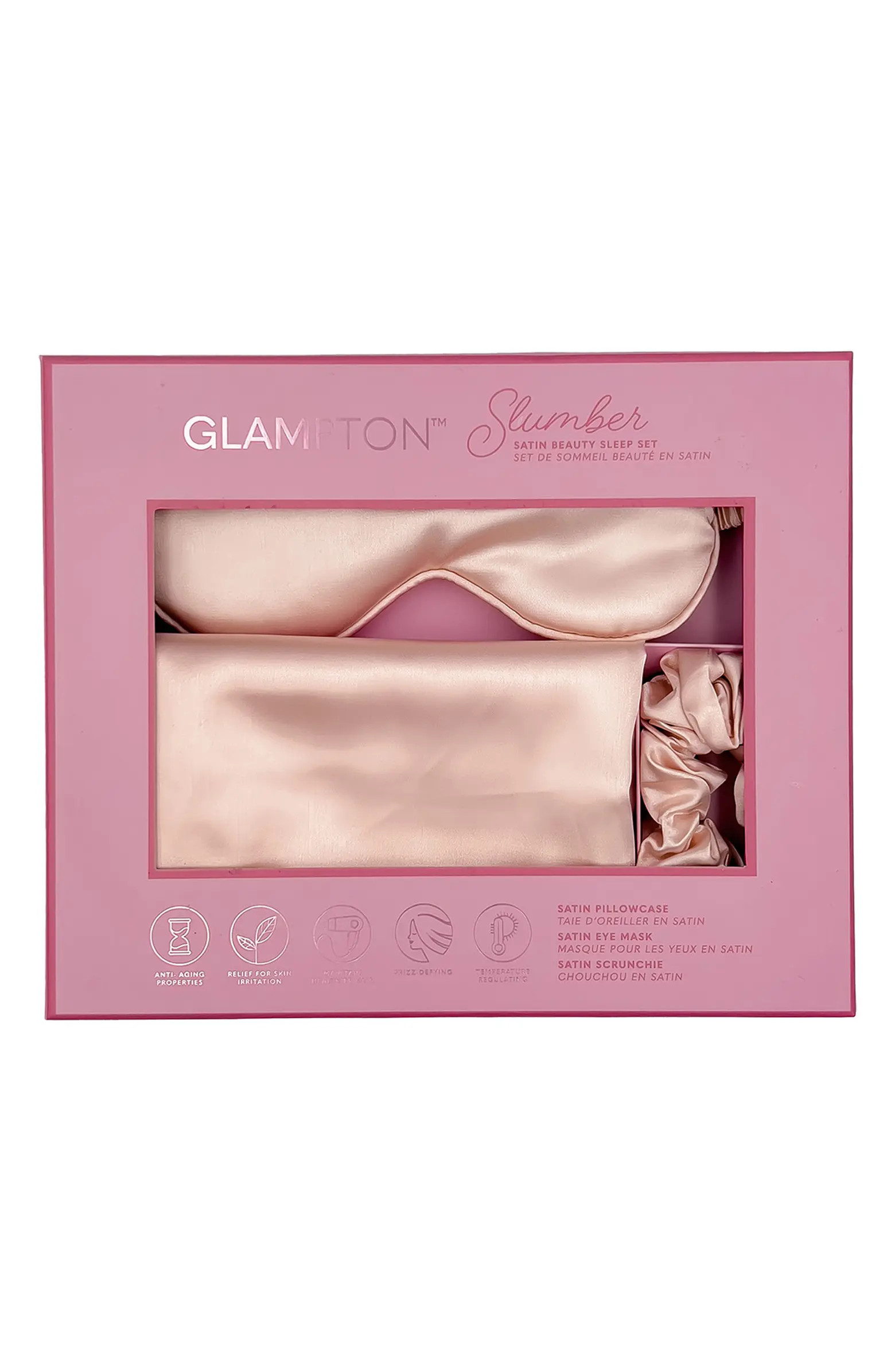 GLAMPTON Satin Pillowcase, Scrunchi & Mask Set | Nordstromrack | Nordstrom Rack