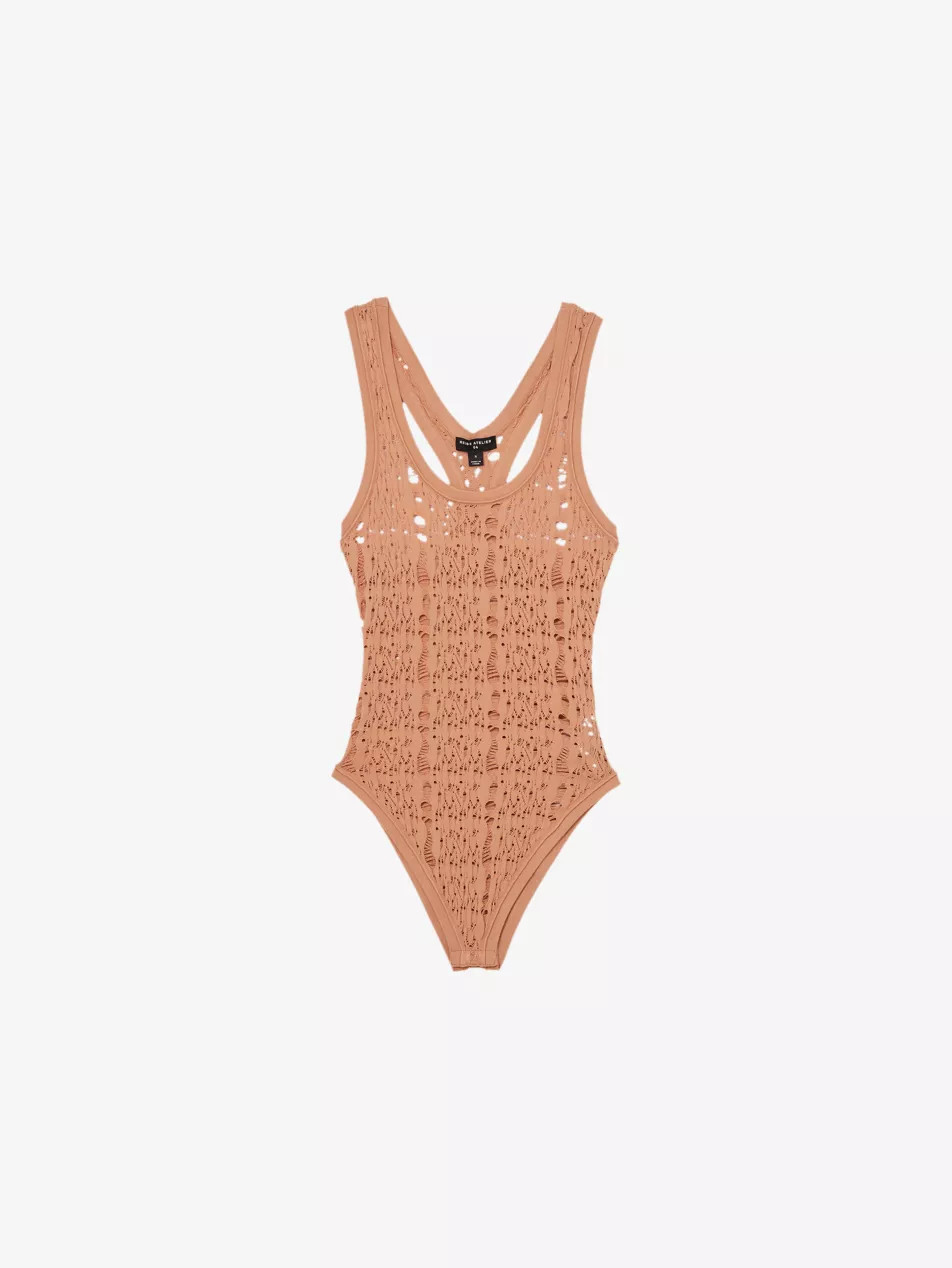 Reiss x Atelier Adaline Scoop-Neck Ladder-Knit Bodysuit | Selfridges