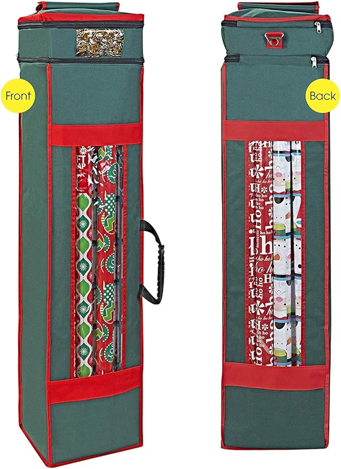 ProPik Christmas Wrapping Paper Storage Organizer Bag with Pocket and Handles Including Hanging L... | Amazon (US)