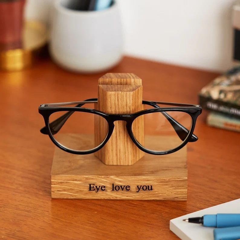 Solid Oak Personalised Glasses Stand / Gifts For Grandparents / Gift for Grandad / Eye Glasses Ho... | Etsy (US)