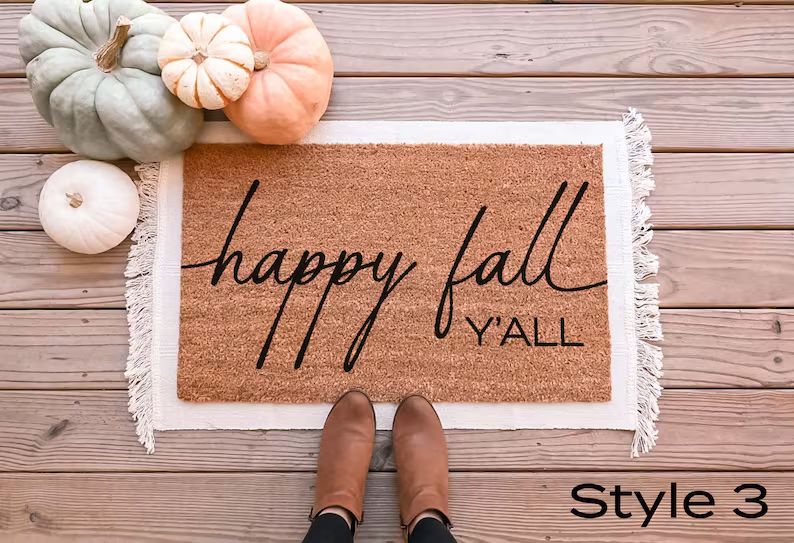 Happy Fall Yall Doormat, Fall Welcome Mat, Fall Decor, Funny Doormat, Funny Welcome Mat, Hallowee... | Etsy (US)