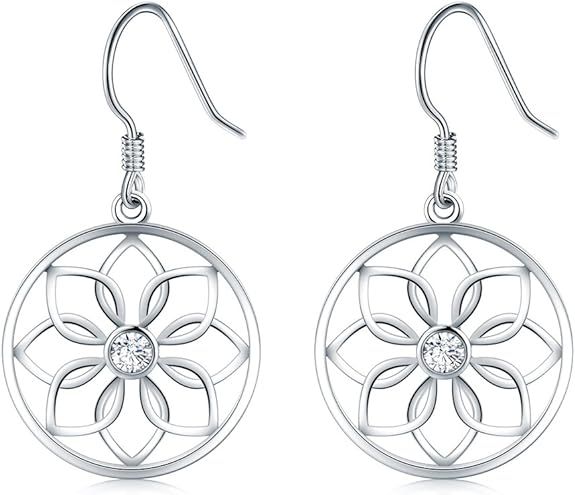 925 Sterling Silver Earrings, BoRuo Lotus Flower Yoga Earrings | Amazon (US)