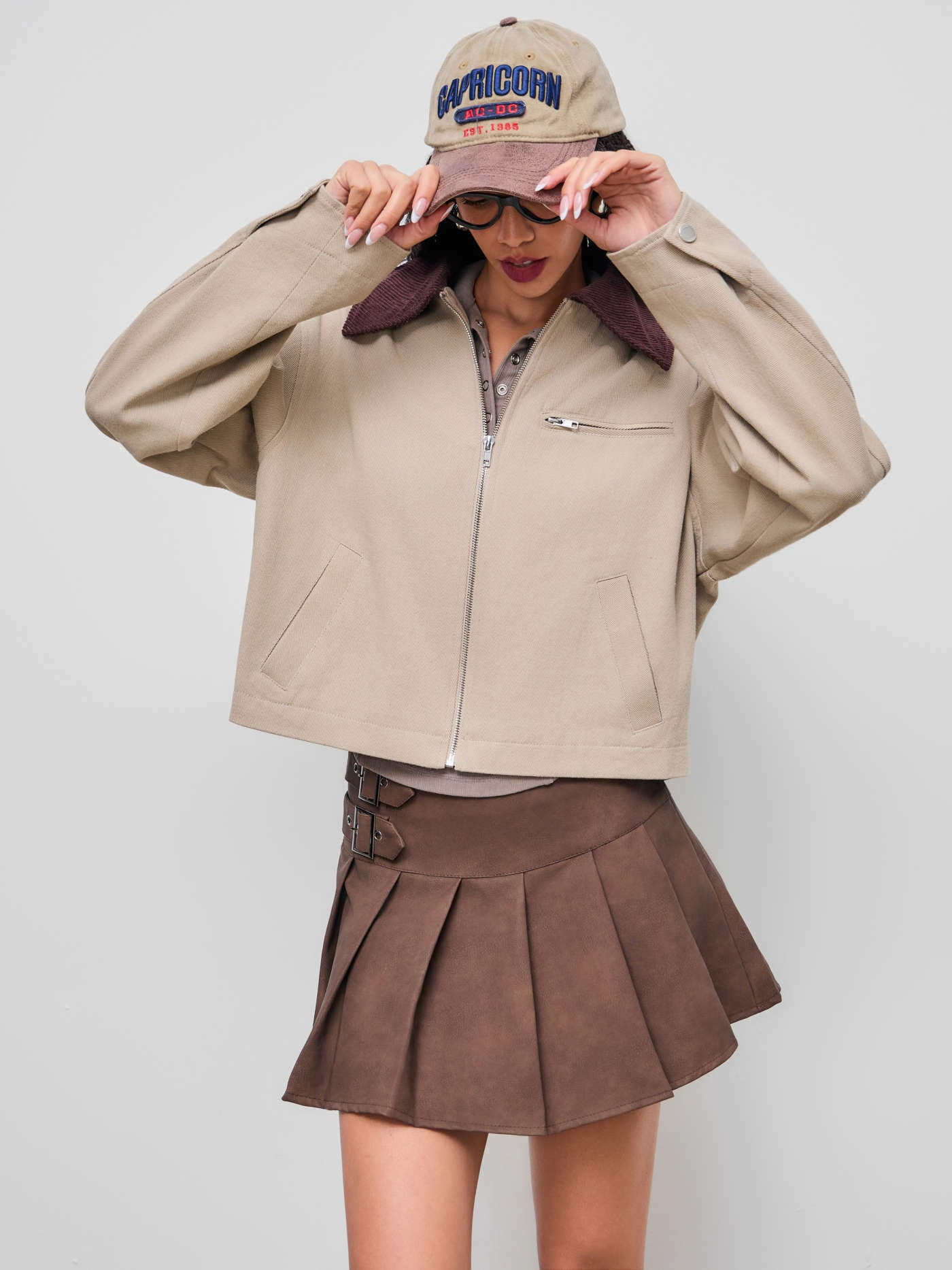100% Cotton Collar Zip Through Oversized Jacket... | Cider