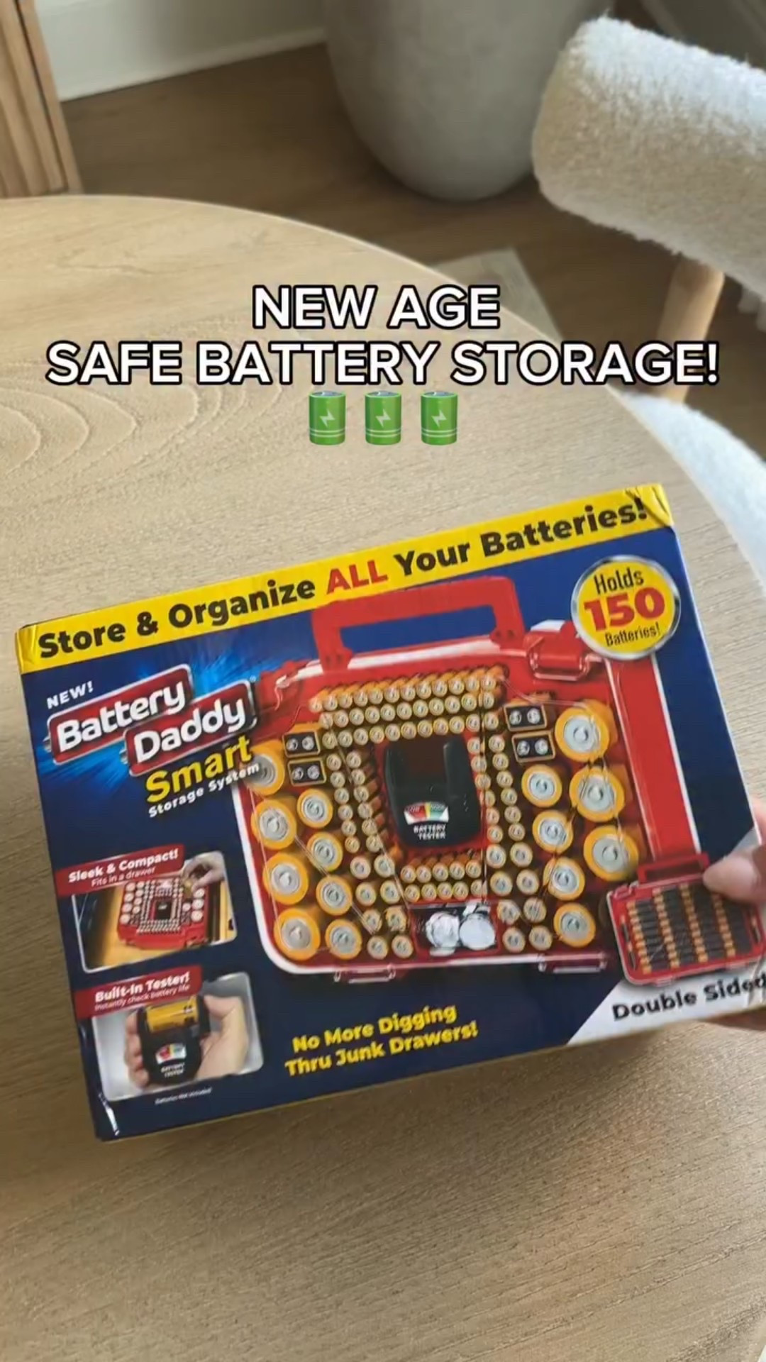 Follow + Comment “DEAL” for the links! The best time to grab this to safely store up to 150 batteries!!!🔋 No more digging in the junk drawers to find your next battery! 🤎 #amazonorganization