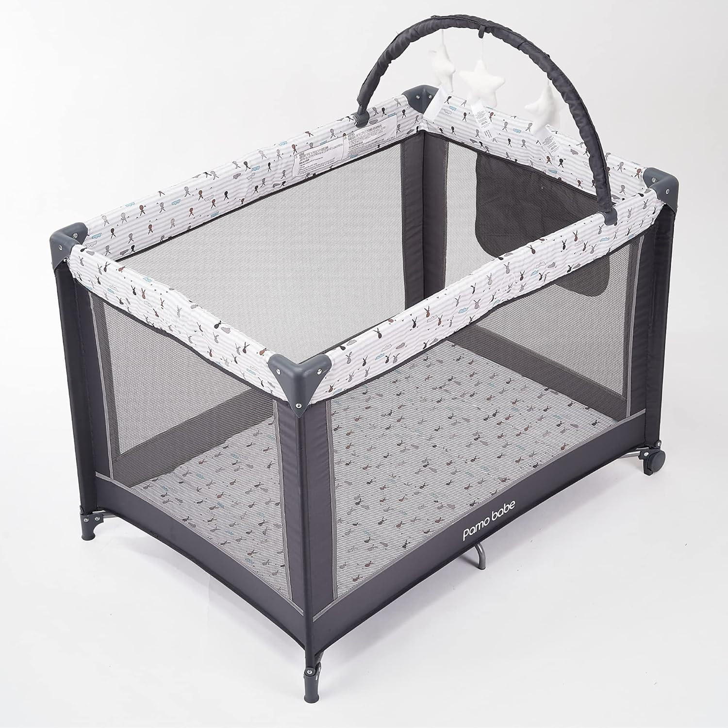 Pamo Babe Portable Baby Playpen, Lightweight Travel Playard with Mattress and Wheels (Rabbit) | Amazon (CA)