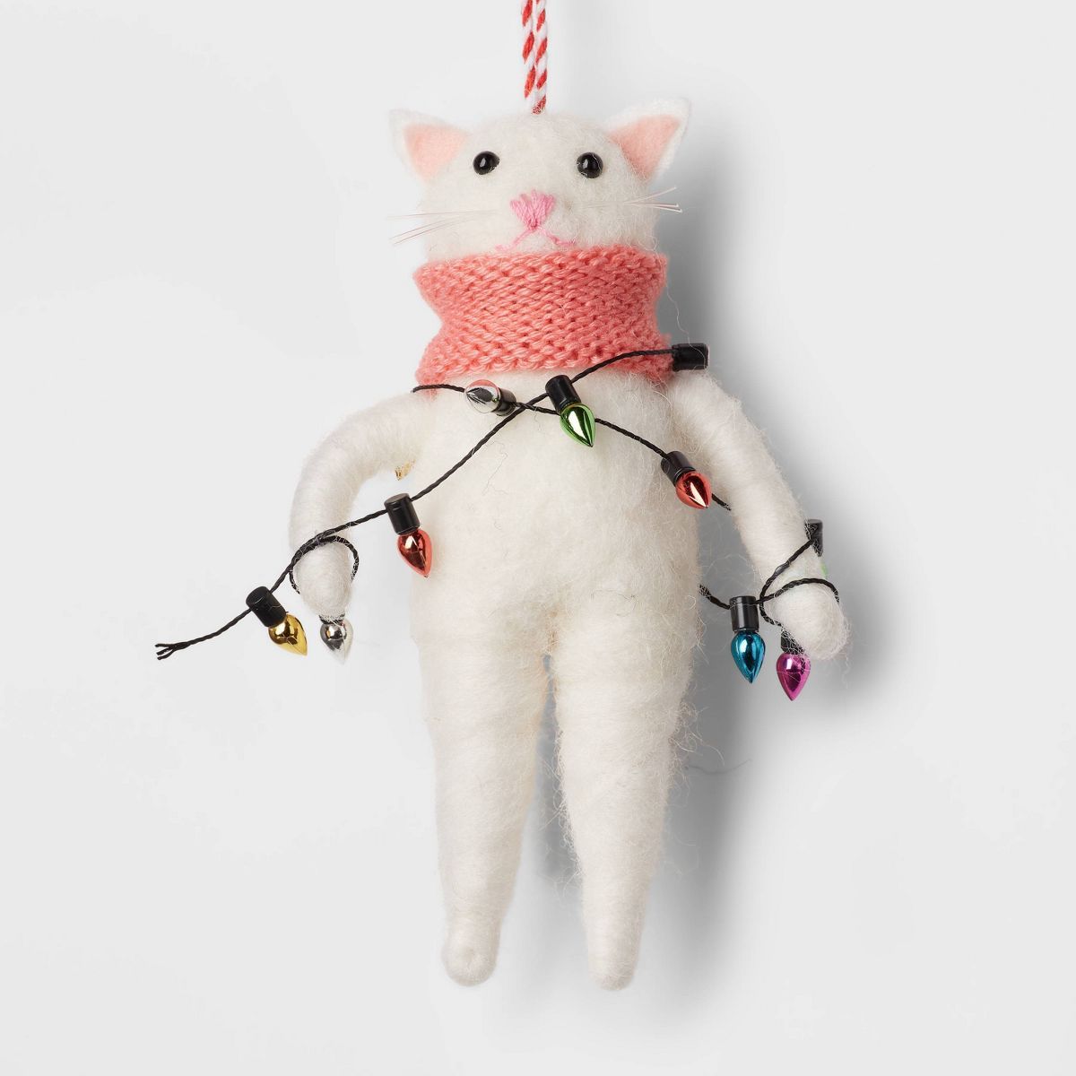 Felted Wool Cat with String Lights Christmas Tree Ornament White - Wondershop™ | Target