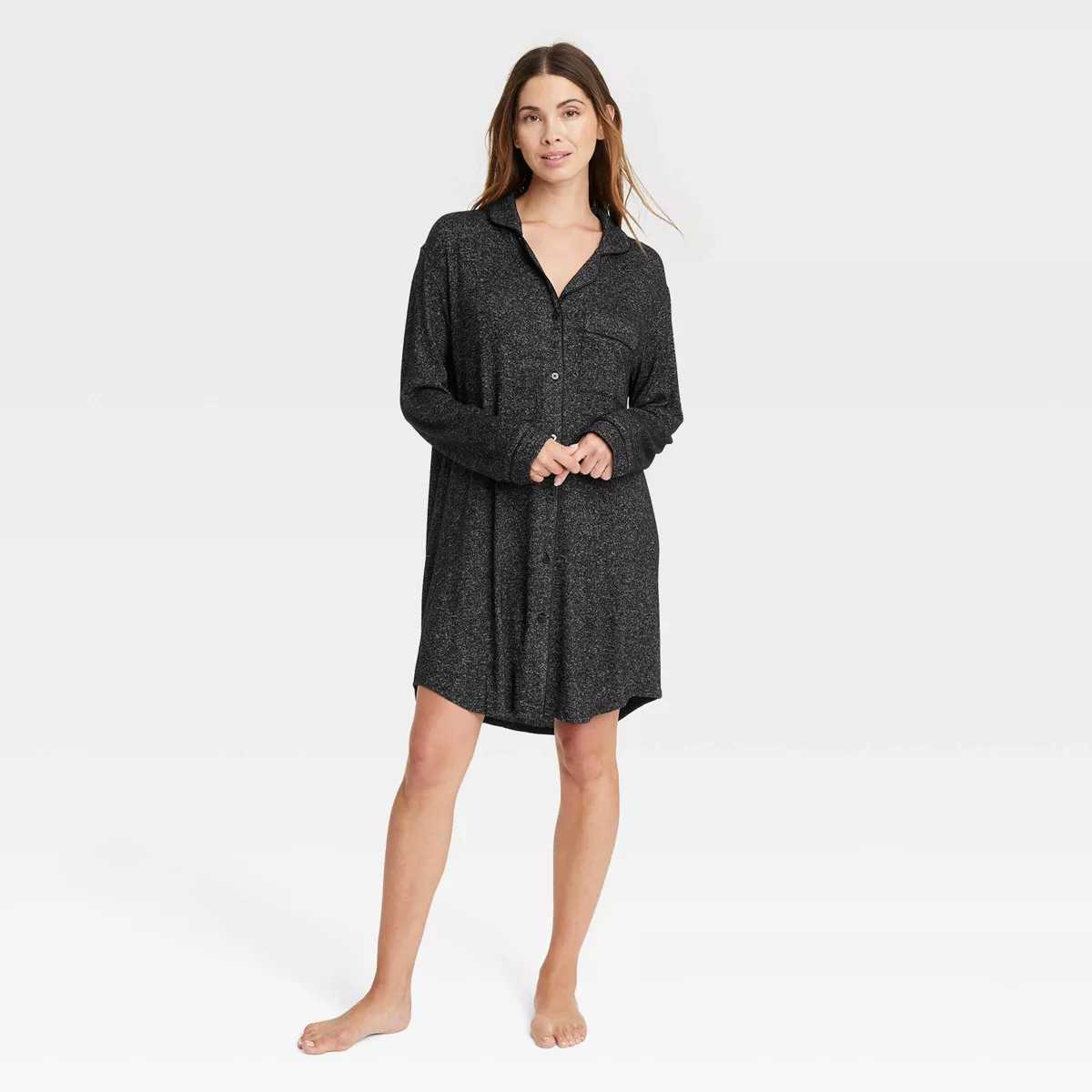 Women's Perfectly Cozy Notch Collar NightGown - Stars Above™ Dark Gray XXL | Target