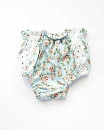 Leana Lace Front Bloomers - Blue & Pink Floral | Bailey's Blossoms