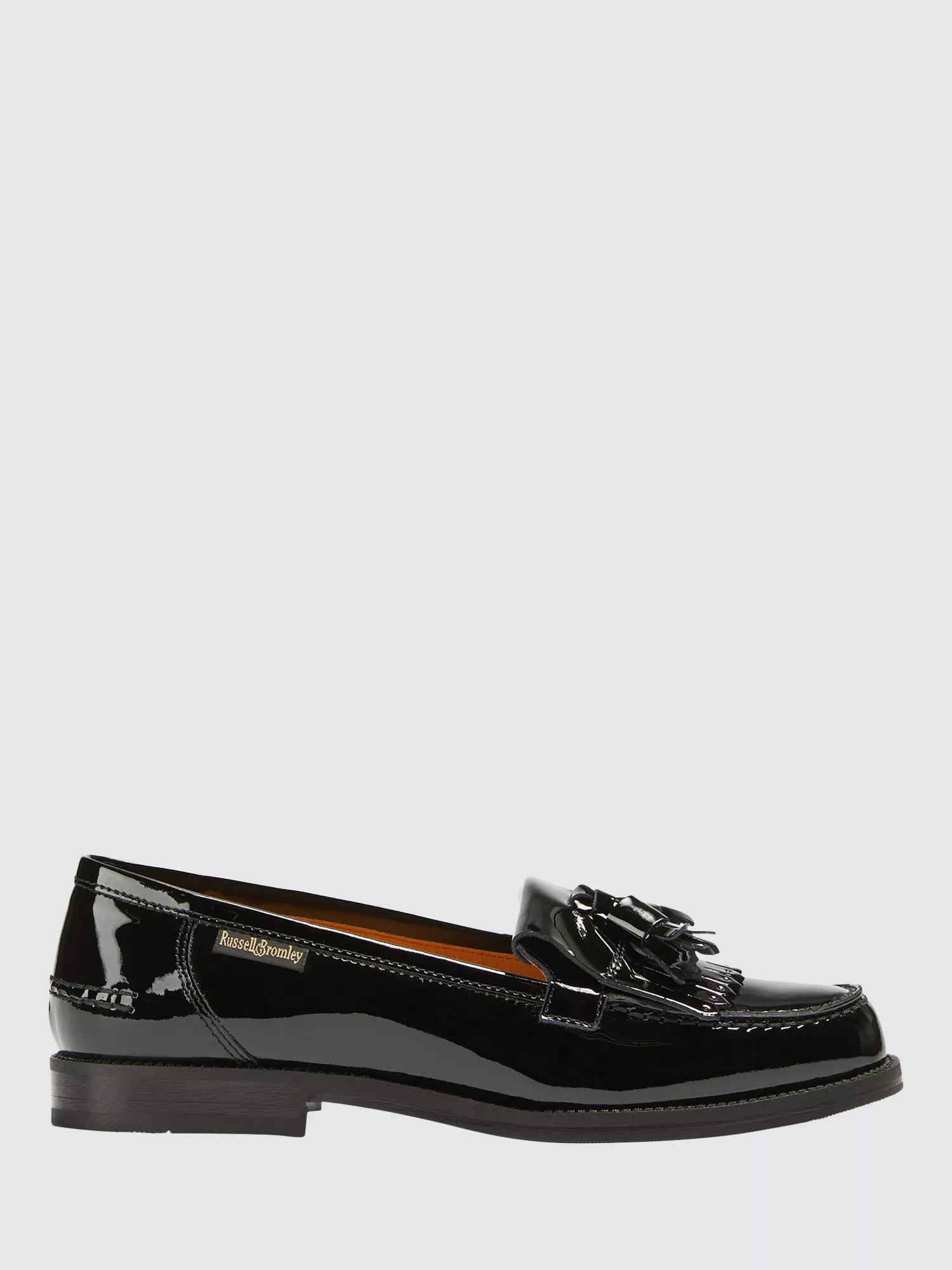 Russell & Bromley Chester Patent Leather Lug Tassel Loafers, Black | John Lewis (UK)