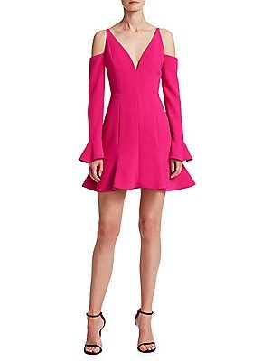 Nicholas Women's Cold-Shoulder Flare-Hem Mini Dress - Hot Pink - Size 4 | Saks Fifth Avenue