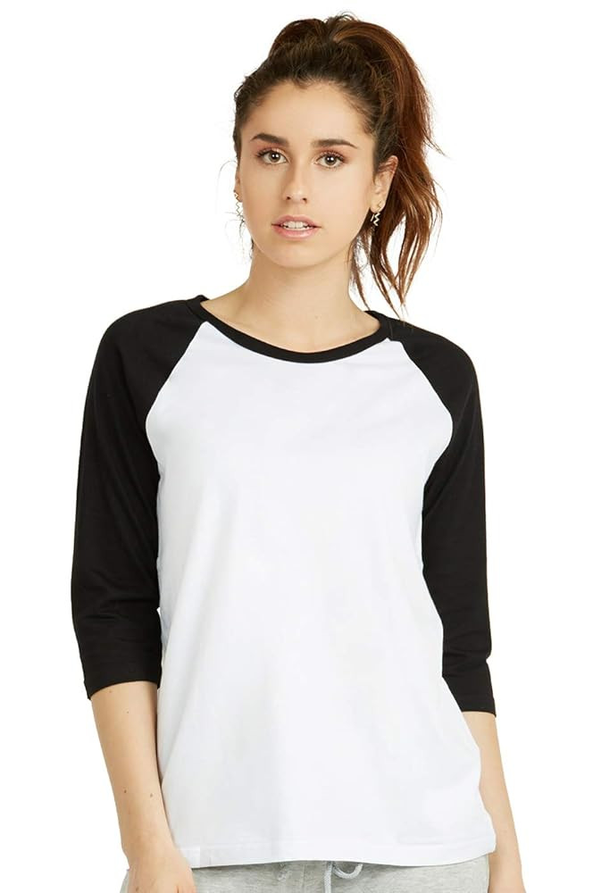 Cottonbell Women's Baseball Quarter Sleeve Tee Shirt | Amazon (US)