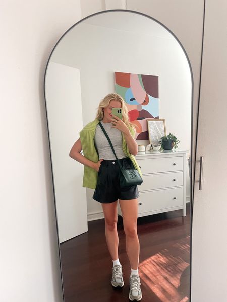 Day 6 of 30 days of fall outfits! Adding in some green today and my go-to leather shorts! 

#LTKunder100 #LTKstyletip #LTKSeasonal