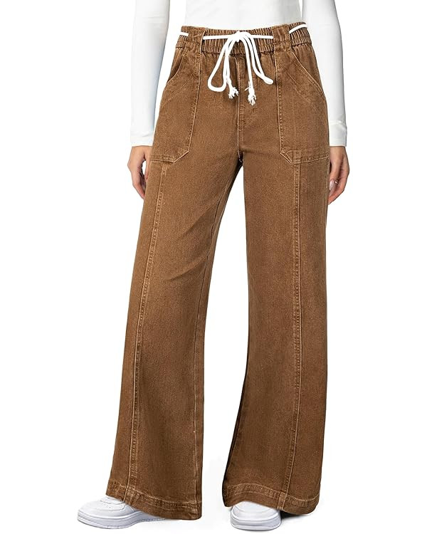 Astylish Jeans for Women Wide Leg Drawstring High Waisted Stretchy Straight Leg Jean Trendy 2025 ... | Amazon (US)