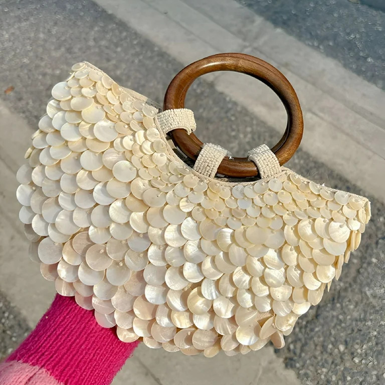 TELOLY Shell Beaded Clutch Purse for Women Luxury Handmade Top Handle Bag Beach Evening Handbag f... | Walmart (US)