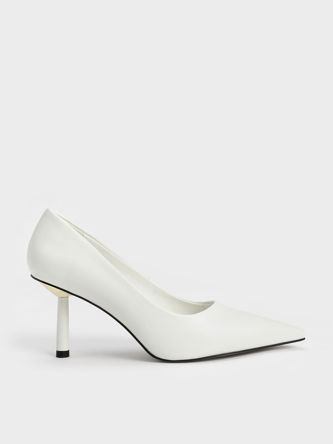 Chalk Pointed-Toe Cylindrical Heel Pumps | CHARLES & KEITH | Charles & Keith US