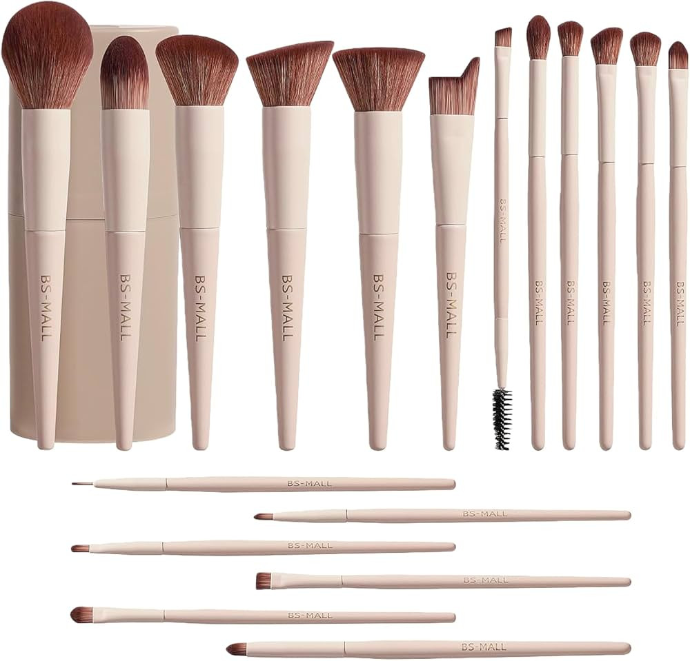 BS-MALL Professional Makeup Brush Set 18 Pcs Premium Synthetic Foundation Powder Concealers Eye S... | Amazon (US)