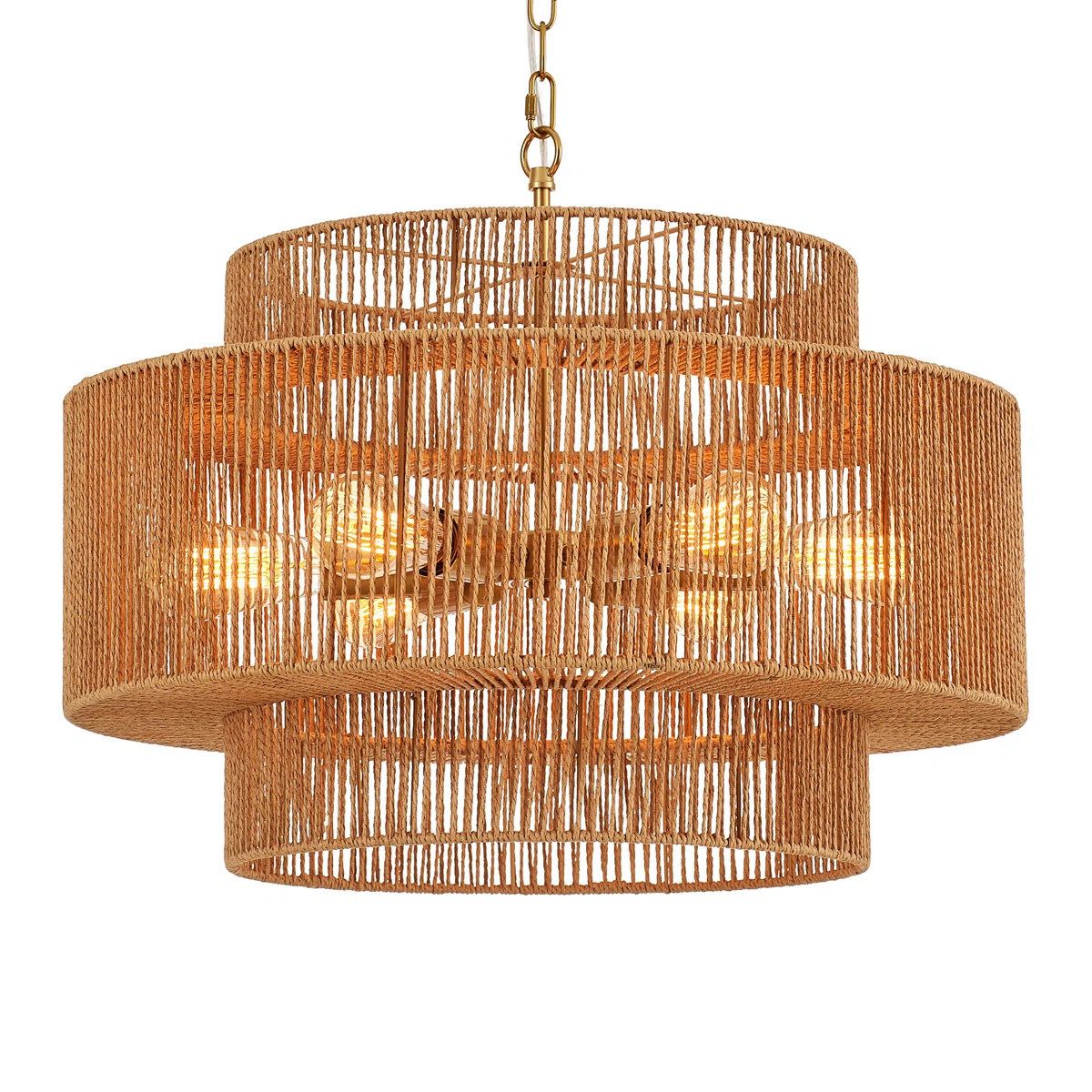 6-light Boho Hand Woven Drum Rattan Chandelier | Wayfair North America