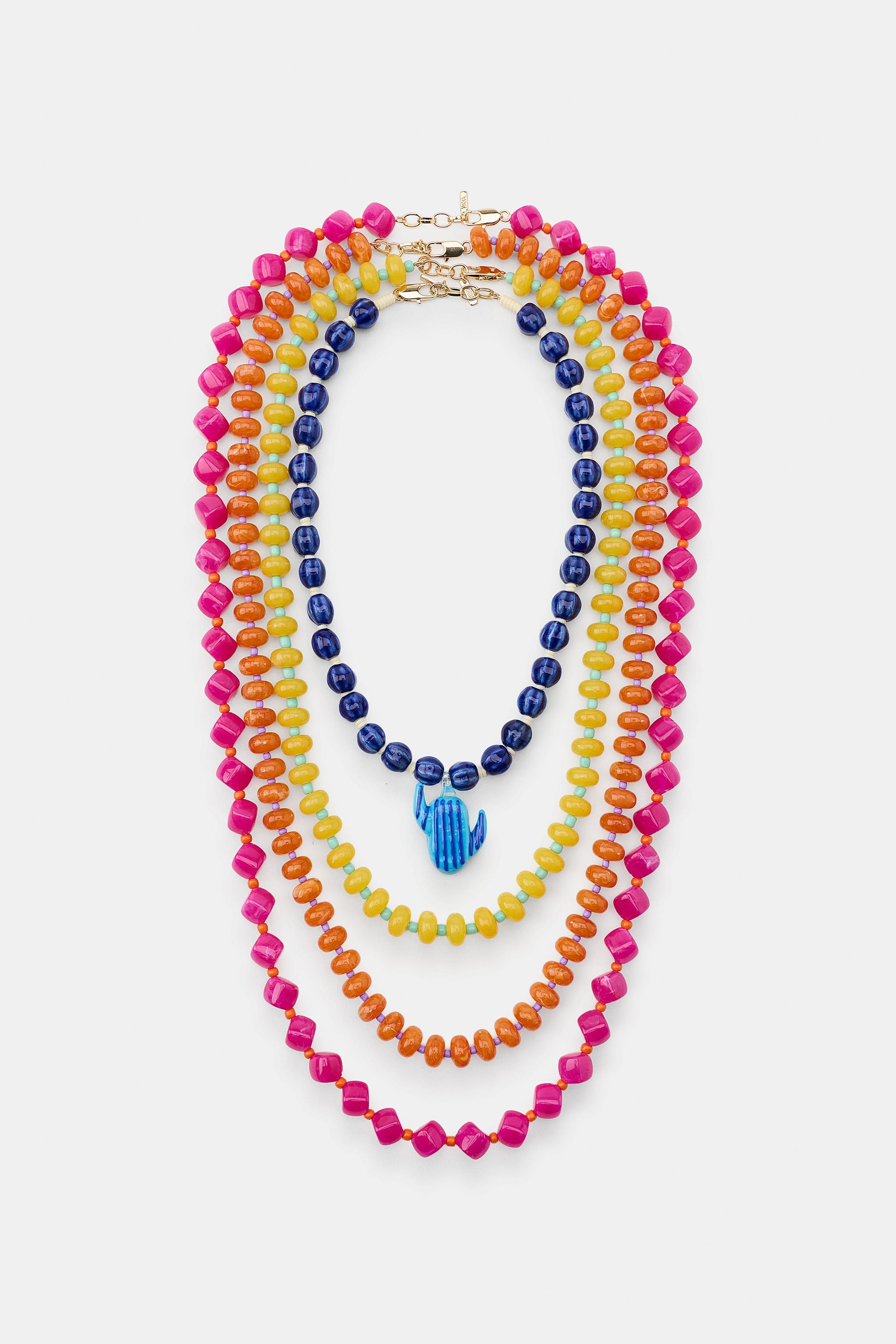PACK OF 4 BEADED CACTUS NECKLACES | Zara US