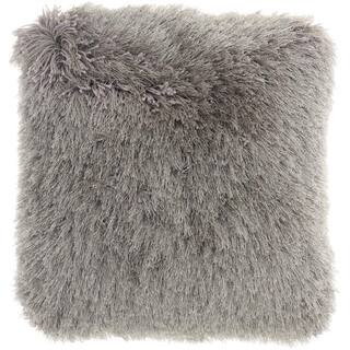 Shag Charcoal Plush Yarn Shimmer Shag 20 in. x 20 in. Throw Pillow | The Home Depot