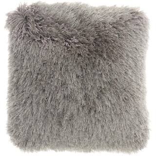 Shag Charcoal Plush Yarn Shimmer Shag 20 in. x 20 in. Throw Pillow | The Home Depot