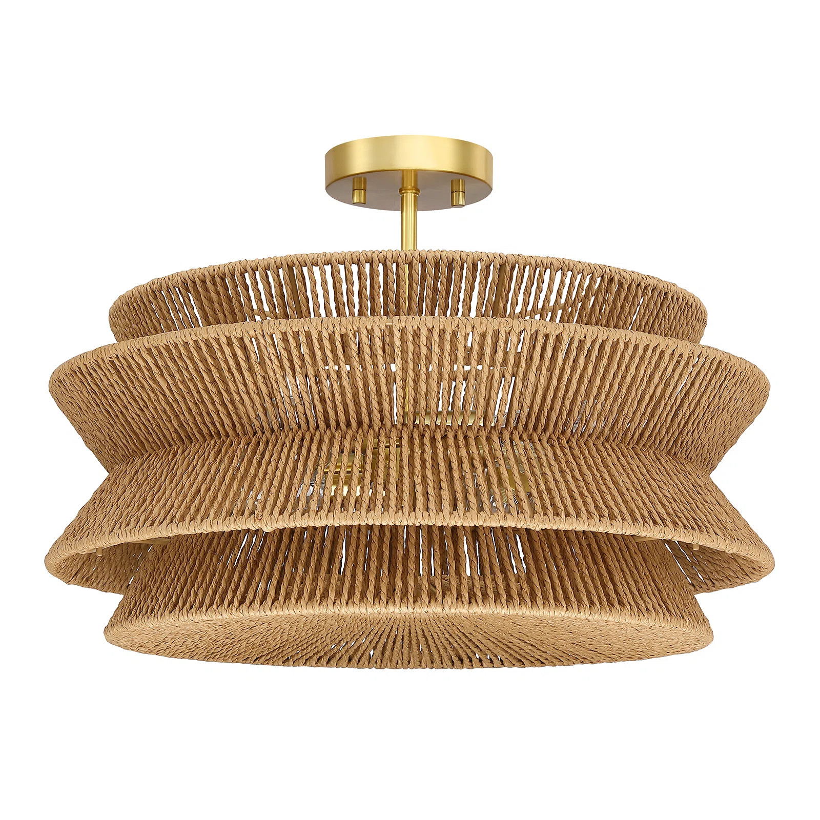 Clouden 20in 4-light Rattan Semi-flush Mount Ceiling Light | Wayfair North America