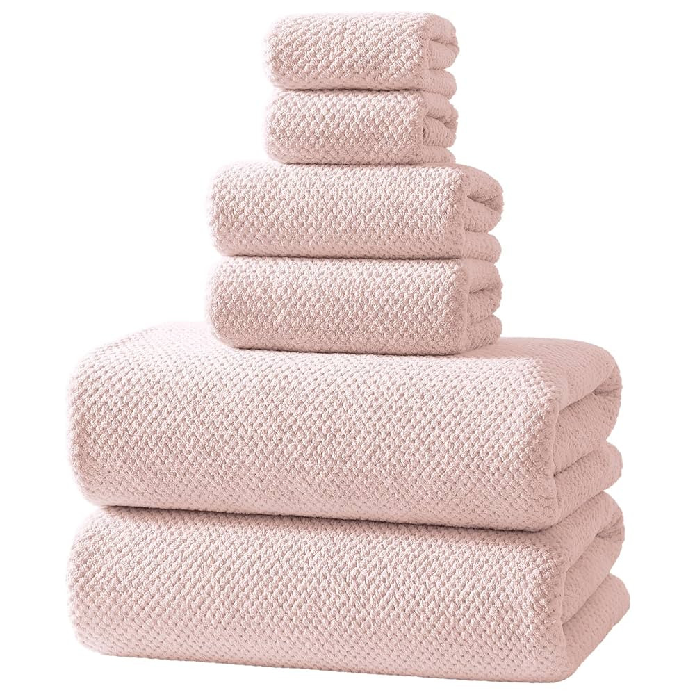 REDKISS Pink Towel Set, 6 Piece Premium Soft Bath Towel Set, Highly Absorbent Luxury 6-Pack with ... | Amazon (US)