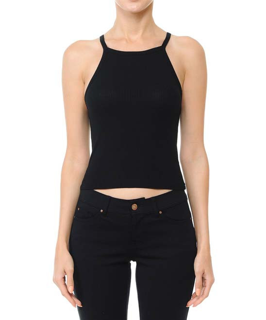 SBS Basics Women's Tube & Crop Tops Black - Black Ribbed Crop Tank - Women | Zulily